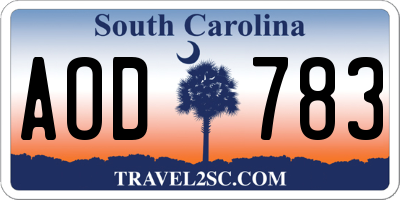 SC license plate AOD783