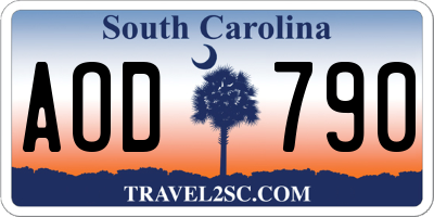 SC license plate AOD790