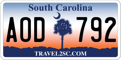 SC license plate AOD792