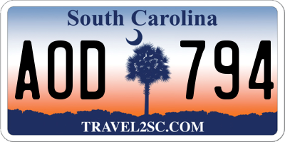 SC license plate AOD794