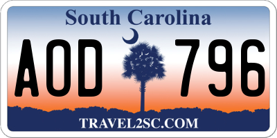 SC license plate AOD796