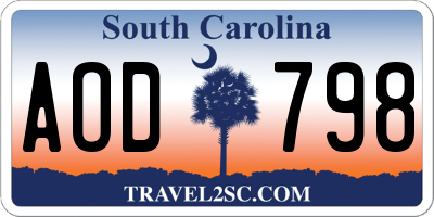 SC license plate AOD798