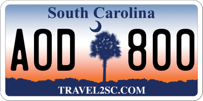 SC license plate AOD800