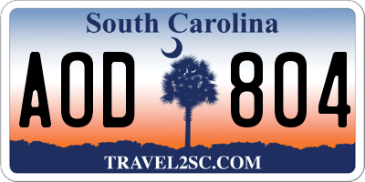 SC license plate AOD804
