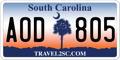 SC license plate AOD805