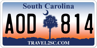 SC license plate AOD814