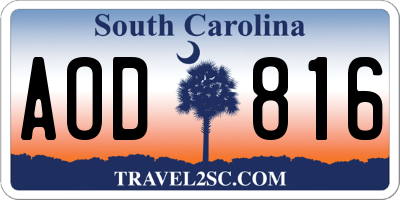 SC license plate AOD816