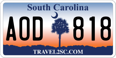 SC license plate AOD818