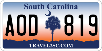 SC license plate AOD819