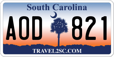 SC license plate AOD821