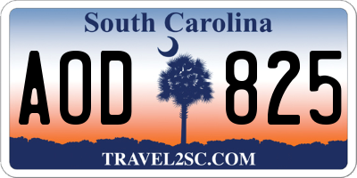 SC license plate AOD825