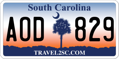 SC license plate AOD829