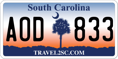 SC license plate AOD833