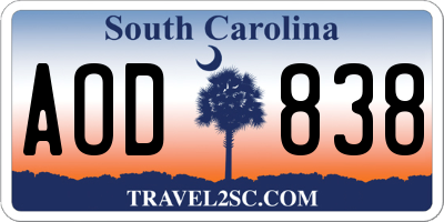 SC license plate AOD838