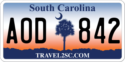 SC license plate AOD842