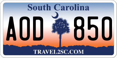 SC license plate AOD850