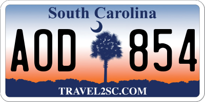 SC license plate AOD854