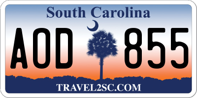 SC license plate AOD855