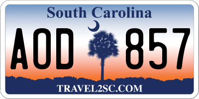 SC license plate AOD857