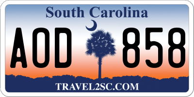 SC license plate AOD858