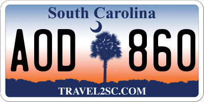 SC license plate AOD860