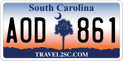SC license plate AOD861