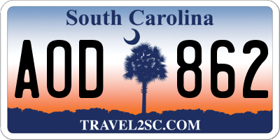 SC license plate AOD862