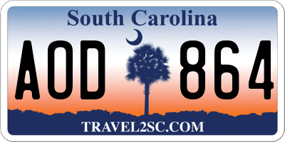 SC license plate AOD864