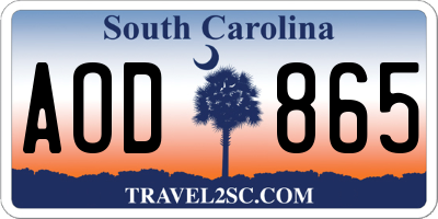 SC license plate AOD865