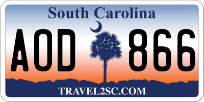 SC license plate AOD866