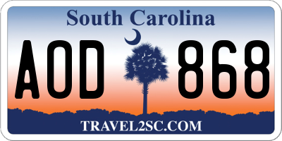 SC license plate AOD868
