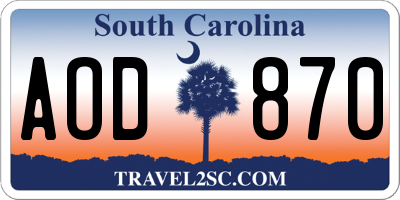 SC license plate AOD870