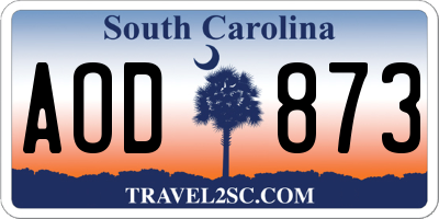 SC license plate AOD873