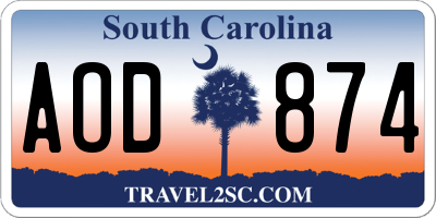 SC license plate AOD874