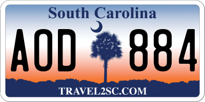 SC license plate AOD884