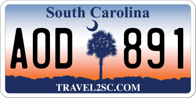 SC license plate AOD891