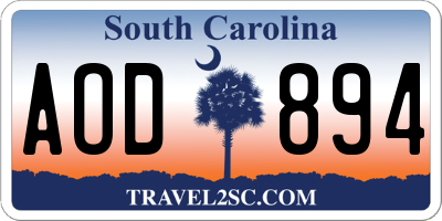 SC license plate AOD894