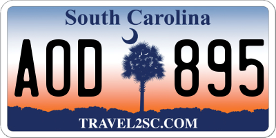 SC license plate AOD895