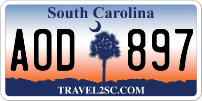 SC license plate AOD897