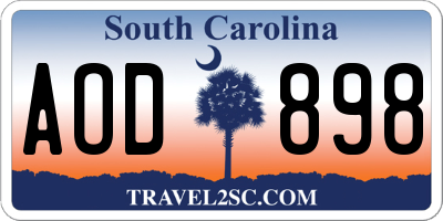 SC license plate AOD898