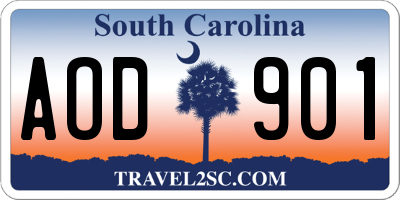 SC license plate AOD901
