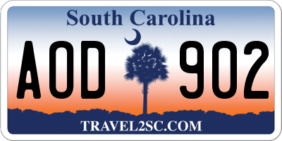 SC license plate AOD902