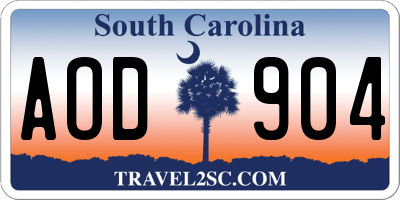 SC license plate AOD904