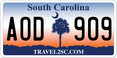 SC license plate AOD909