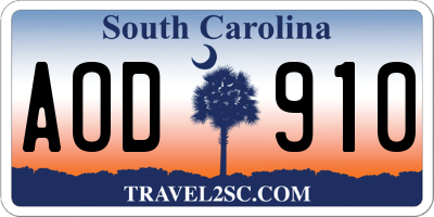 SC license plate AOD910