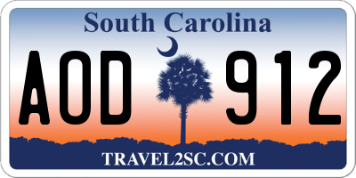SC license plate AOD912