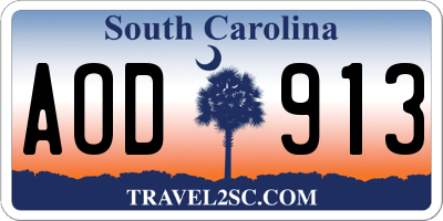 SC license plate AOD913