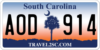 SC license plate AOD914