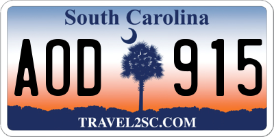 SC license plate AOD915