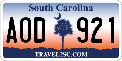 SC license plate AOD921